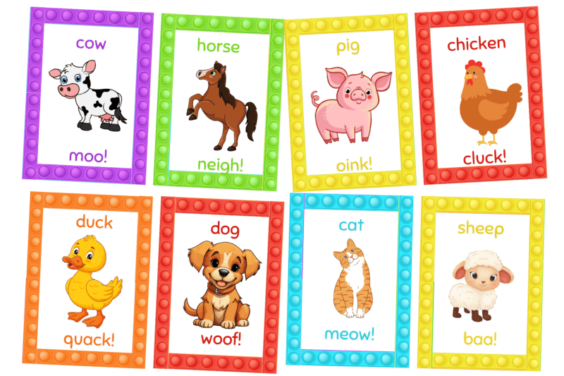 "Colorful Animal" - 10 pages-  Flashcard, Also available in African theme
