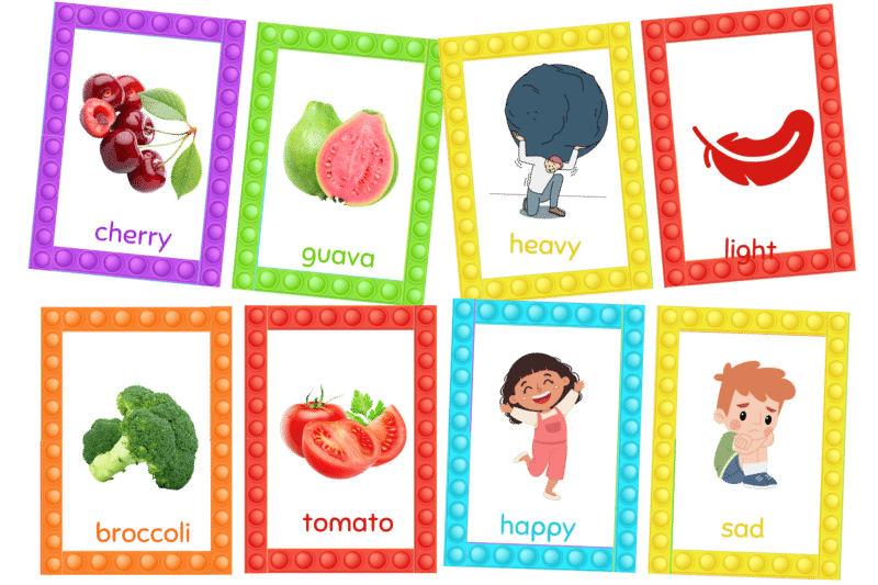 "Colorful Fruit and word and opposite  -6pages  " -  Flashcard ,Also available in African theme