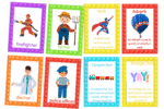 "Colorful community helper and part of speech   " - 4 pages - Flashcard