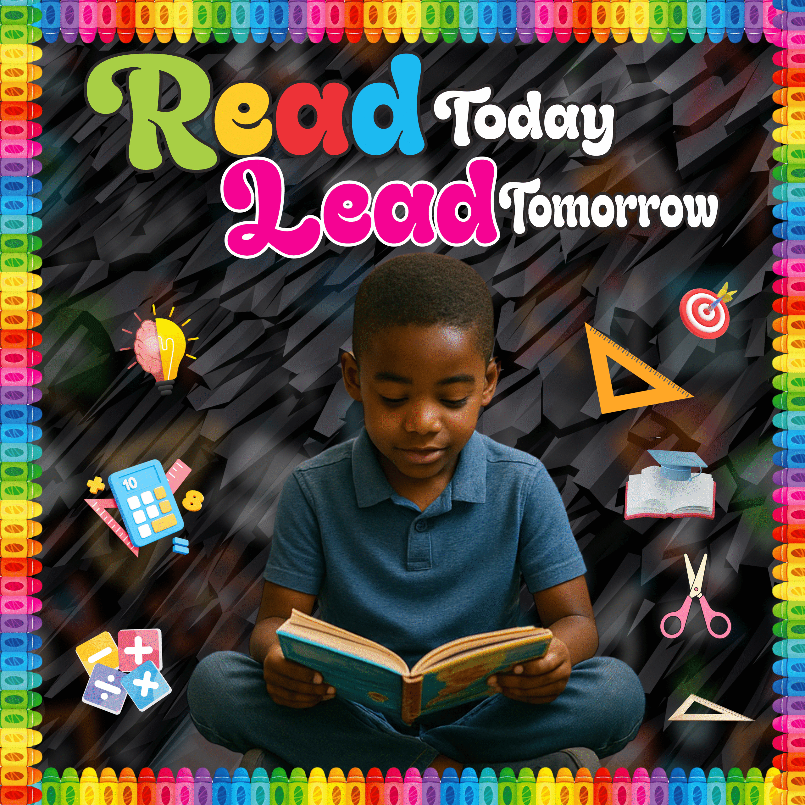 Read Today, Lead Tomorrow- Colorful  4by4 feet Flex motivational banner