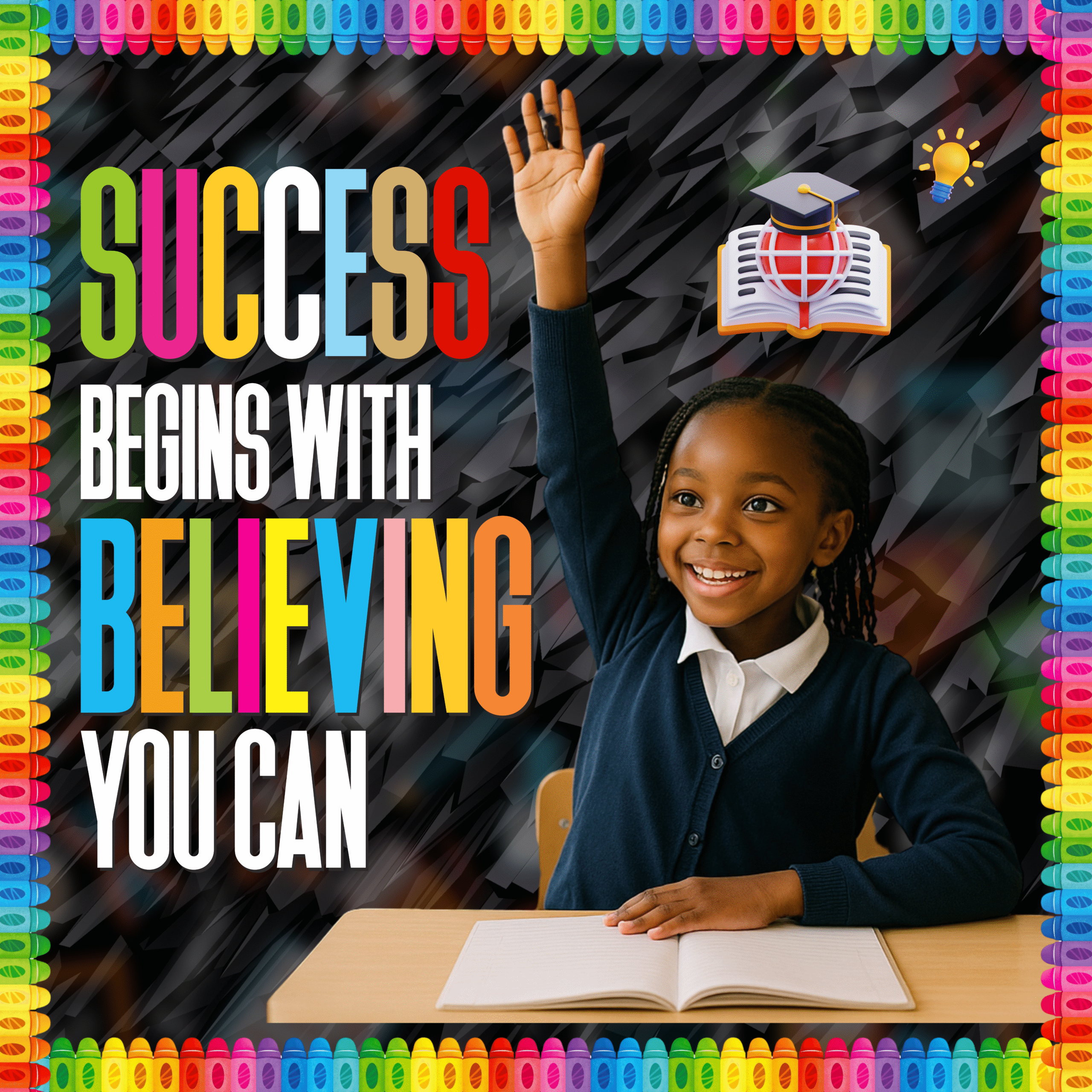Sucess begin with believing you can- Colorful 4by4 feet Flex motivational banner