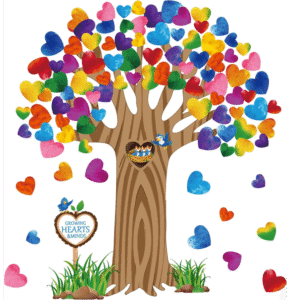 "Colorful love shaped leaf" - Classroom Tree Sticker Display