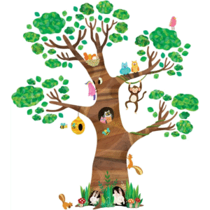 "Colorful tree with monkey" - Classroom Tree Sticker Display