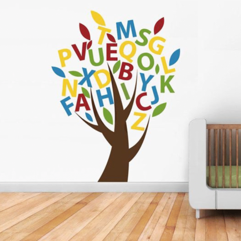 "Colorful Alphabet leaf design" - Classroom Tree Sticker Display