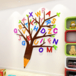 "Colorful Alphabet leaf design" - Classroom Tree Sticker Display