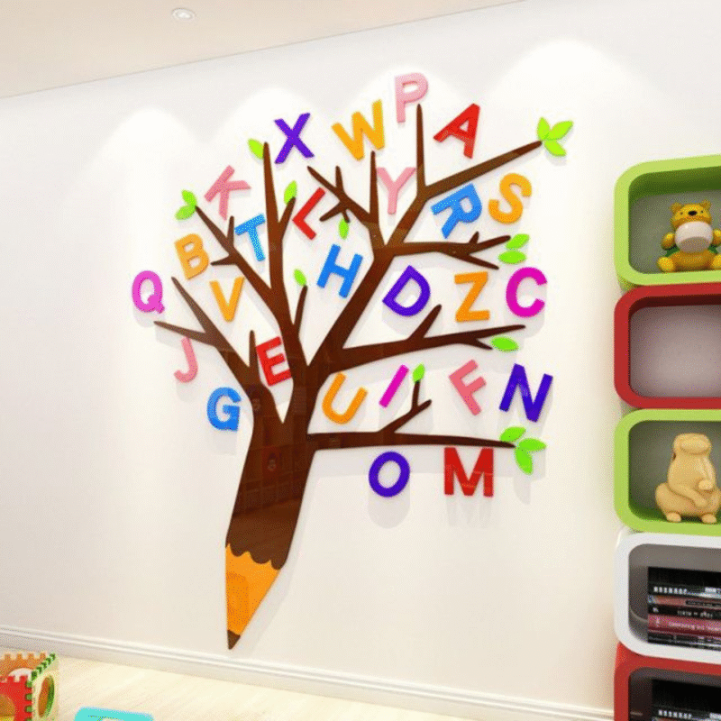 "Colorful Alphabet leaf design" - Classroom Tree Sticker Display