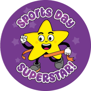 "Sports day, superstar" - Motivation Circle Sticker
