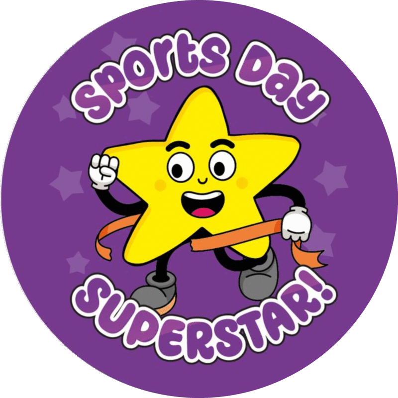 "Sports day, superstar" - Motivation Circle Sticker