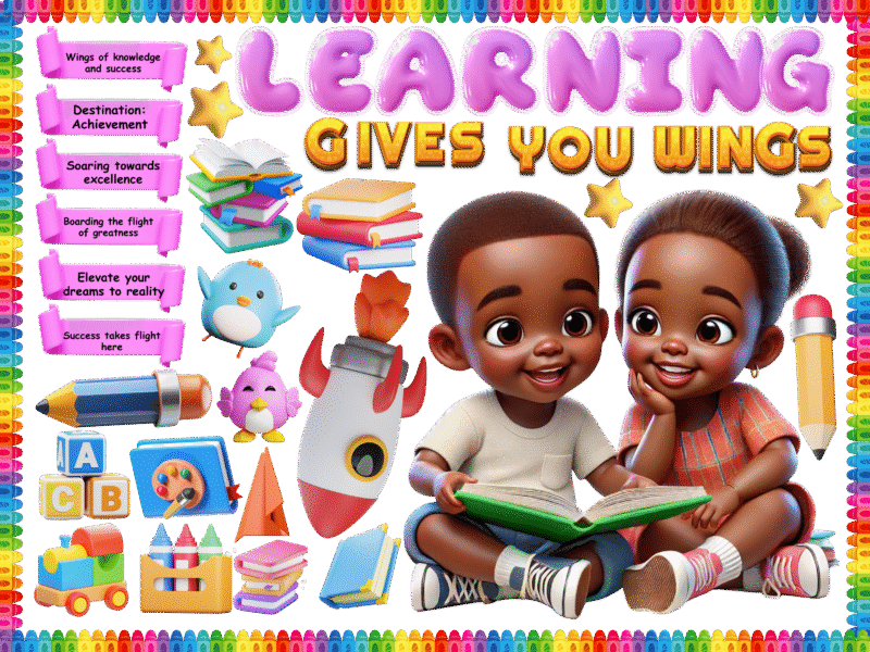 Learning gives you wing  -Sticker Display Board