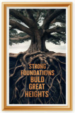 Strong foundations build great heights- A.I  Motivational Posters