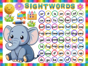 Sight words -Sticker Display Board