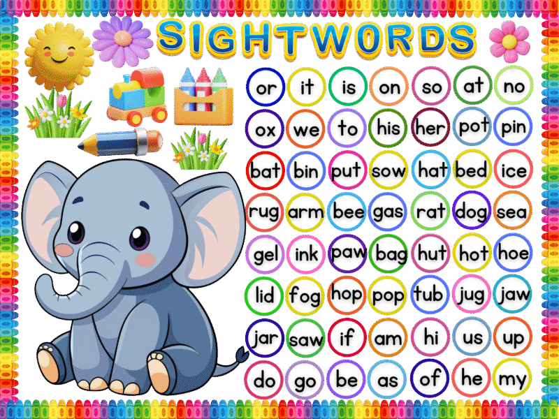 Sight words -Sticker Display Board