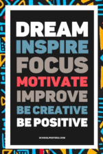 Dream, Inspire, Focus, Motivate, Be creative and Be positive- A.I  Motivational Posters
