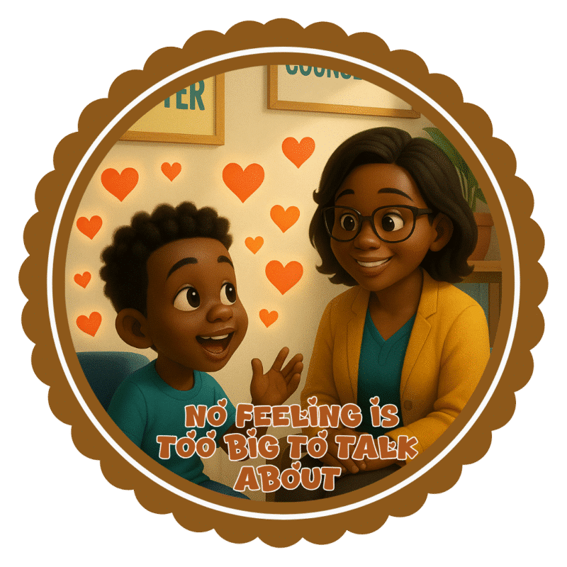 No feeling is too big to talk about- Motivation Circle Sticker