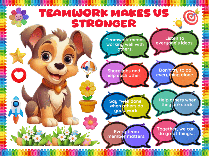 Teamwork makes us stronger -Sticker Display Board