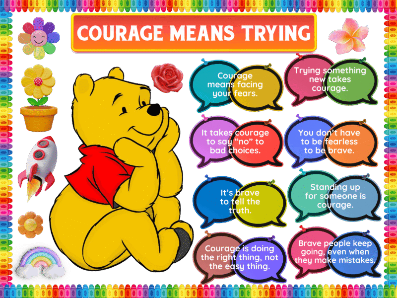 Courage means trying -Sticker Display Board