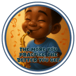 The more you practice the better you get- Motivation Circle Sticker