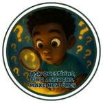 Ask questions, Find answers, make new ones- Motivation Circle Sticker
