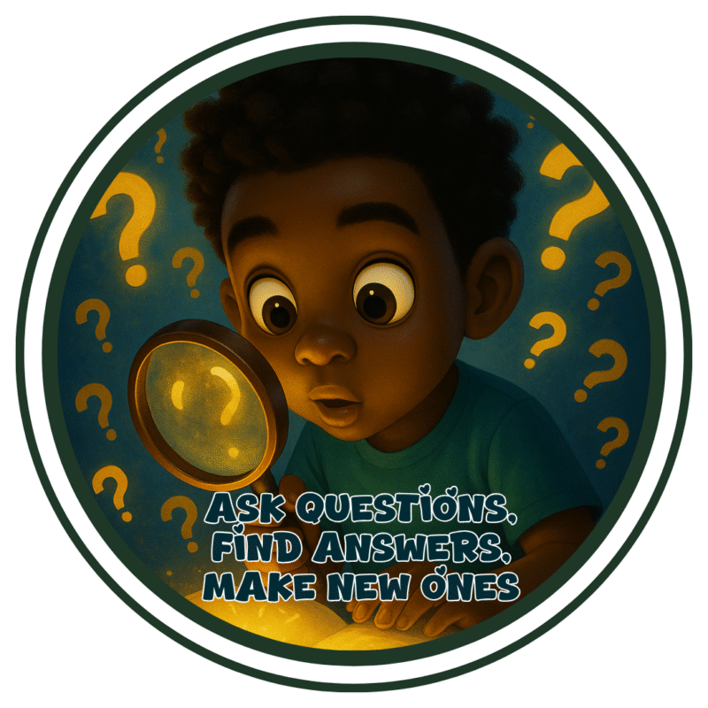 Ask questions, Find answers, make new ones- Motivation Circle Sticker