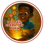 Try fail, learn, Try again- Motivation Circle Sticker