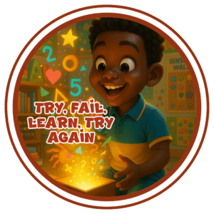 Try fail, learn, Try again- Motivation Circle Sticker