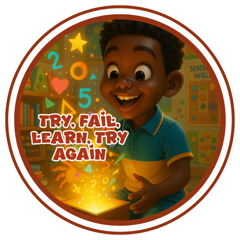 Try fail, learn, Try again- Motivation Circle Sticker