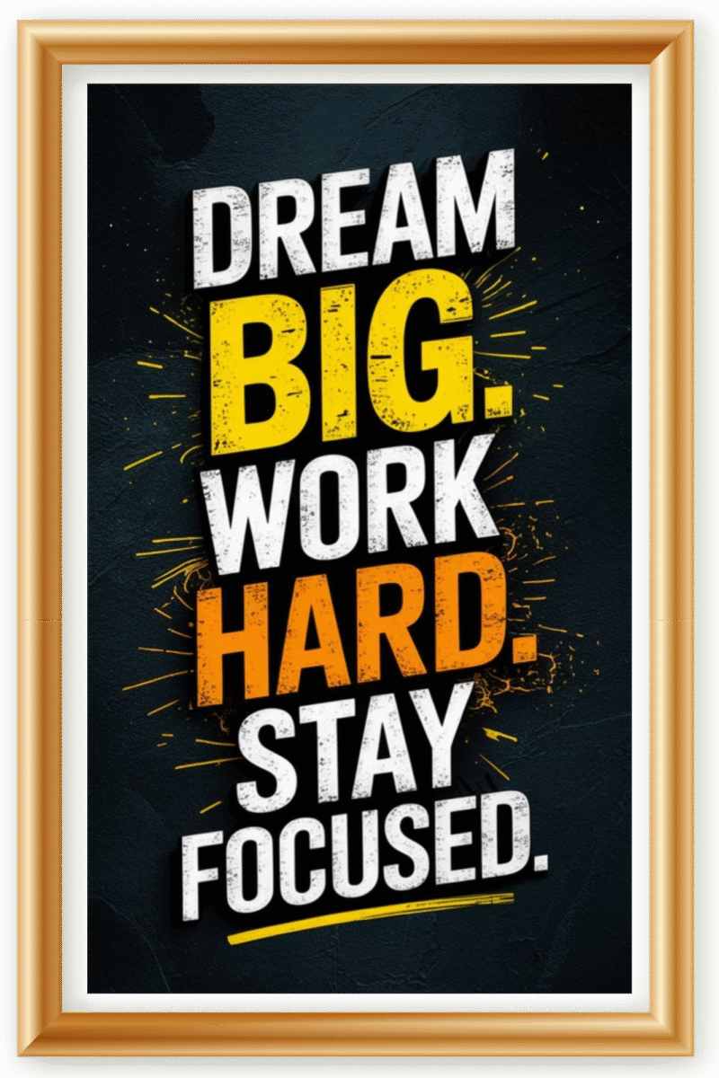 Dream Big. Work Hard Stay Focused- A.I  Motivational Posters