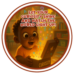 Let your curiosity shine and watch the world light up- Motivation Circle Sticker