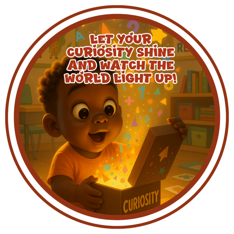 Let your curiosity shine and watch the world light up- Motivation Circle Sticker