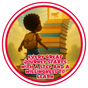 Every great journey starts with a step and a willingness to learn- Motivation Circle Sticker