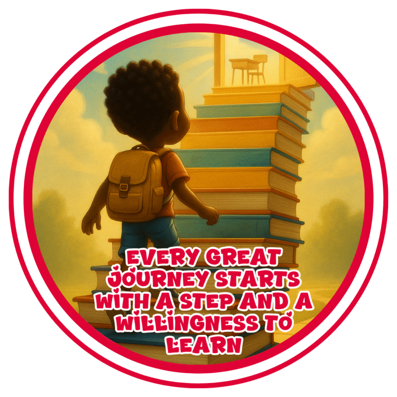 Every great journey starts with a step and a willingness to learn- Motivation Circle Sticker
