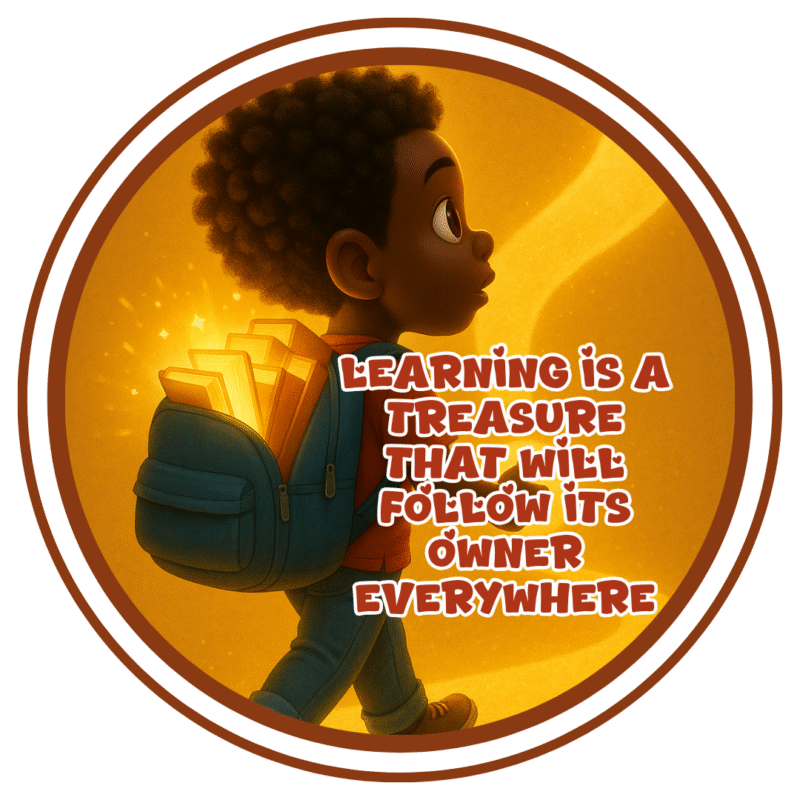 Learning is a treasure that will follow it's owner everywhere.- Motivation Circle Sticker
