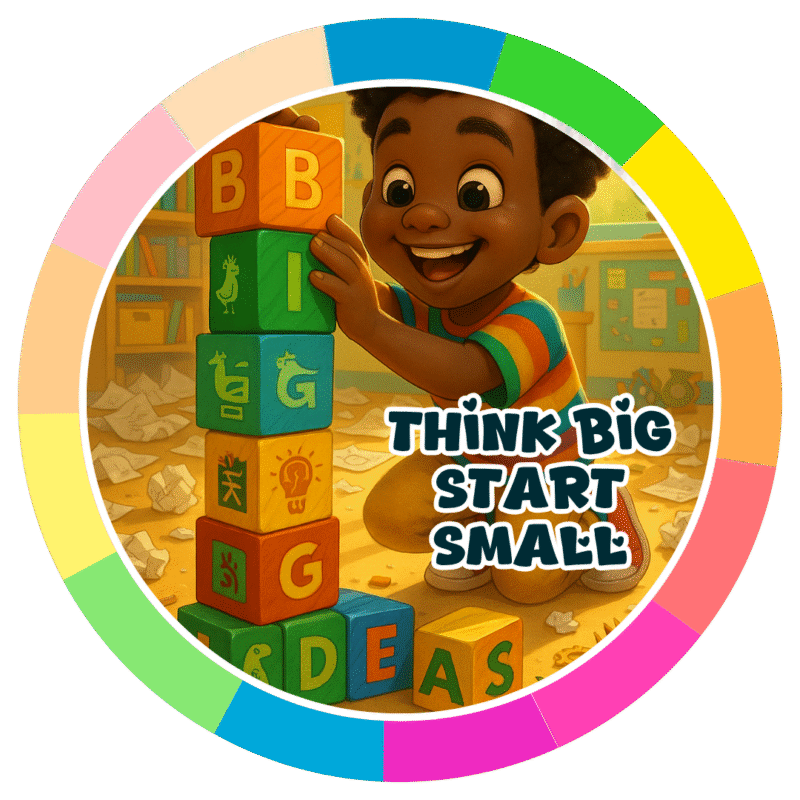 Think big start small- Motivation Circle Sticker