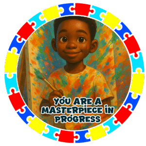 You are a masterpiece in progress- Motivation Circle Sticker