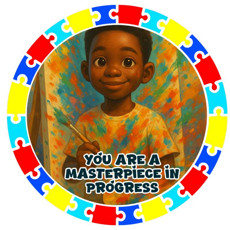 You are a masterpiece in progress- Motivation Circle Sticker