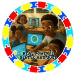 Real power is gentle and just- Motivation Circle Sticker