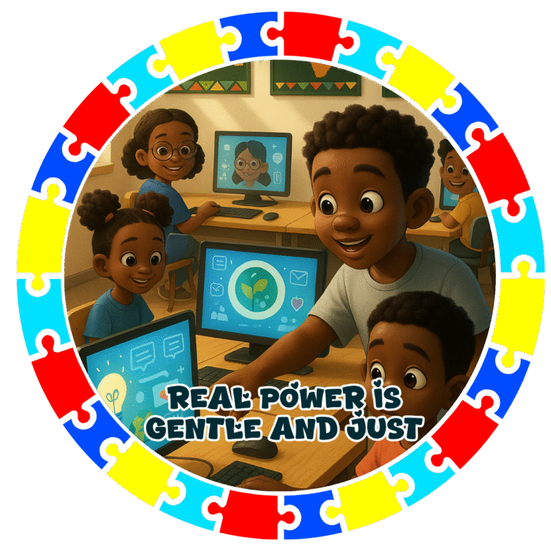 Real power is gentle and just- Motivation Circle Sticker