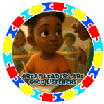 Great leaders are good listeners.- Motivation Circle Sticker