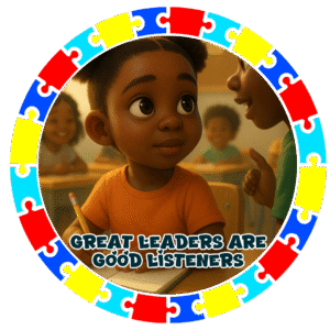 Great leaders are good listeners.- Motivation Circle Sticker