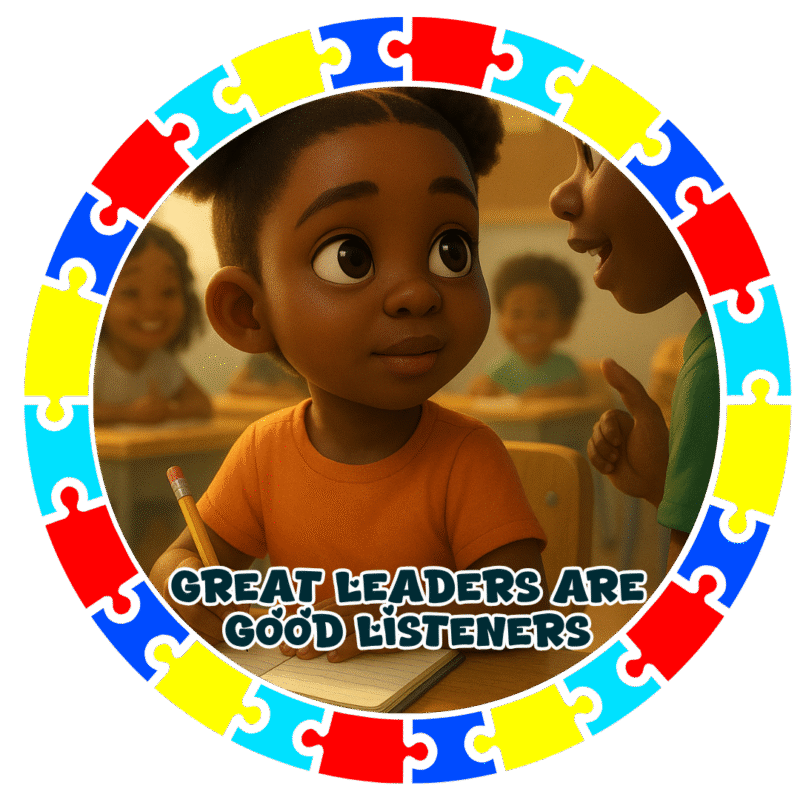 Great leaders are good listeners.- Motivation Circle Sticker