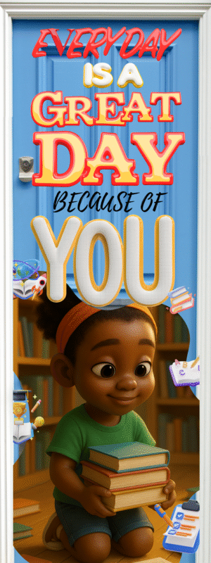 Everyday is a great day because of You- Door Sticker on paper