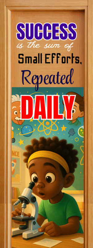 Sucess is the sum of small efforts, Repeated Daily-Door Sticker on paper