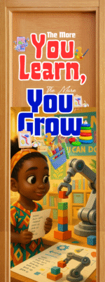 The more you learn, The more you grow- Door Sticker on paper