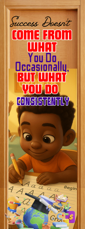 "Success doesn't come from what you do occasionally, but wht you do consistently " -Door sticker on paper