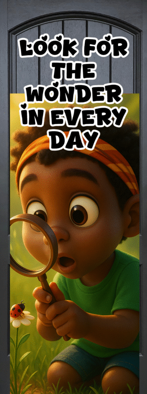 "Look for the wonder in everyday" -Door sticker on paper