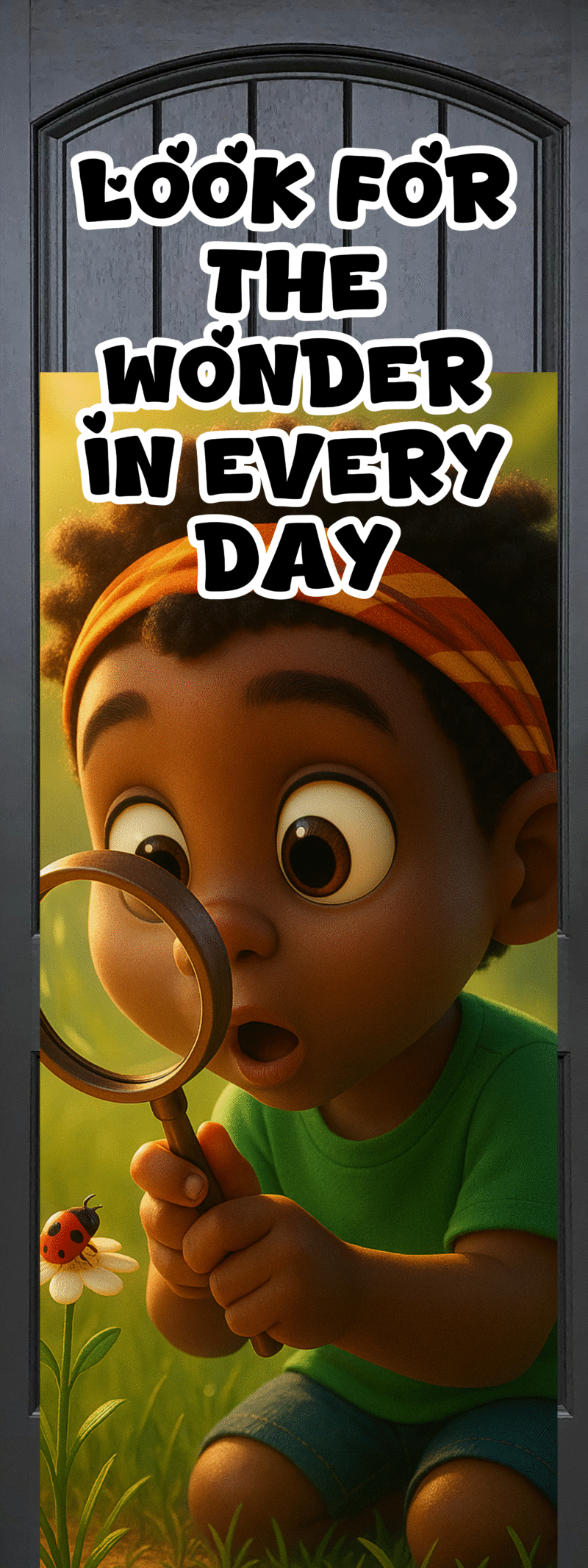 "Look for the wonder in everyday" -Door sticker on paper