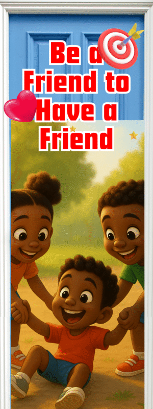 "Be a friend to have a friend" -Door sticker on paper