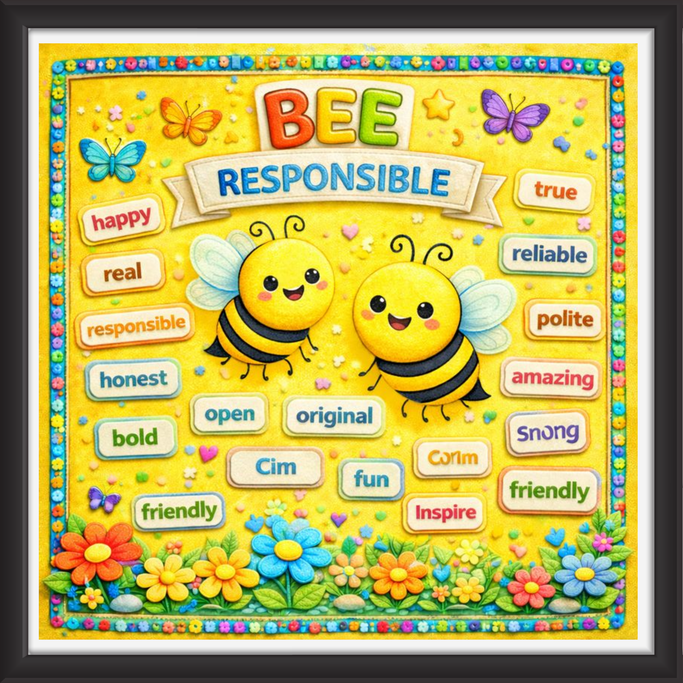 'Bee responsible ' - Classroom Display Flex Board(4ft by 4ft)