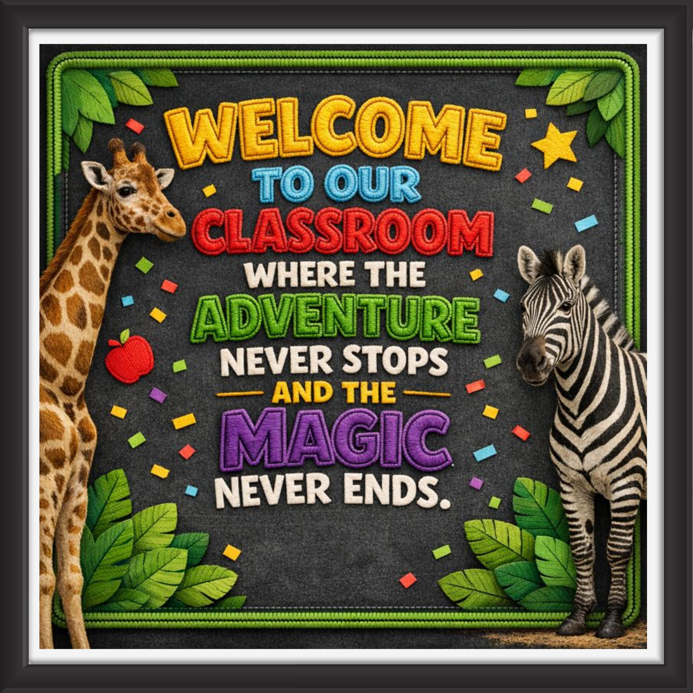 'Welcome to our classroom were the adventure.... ' - Classroom Display Flex Board(4ft by 4ft)