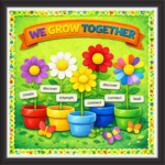 'We grow together ' - Classroom Display Flex Board(4ft by 4ft)